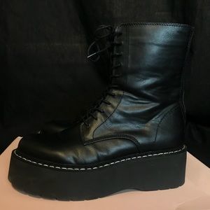 Platform Black Combat Boots